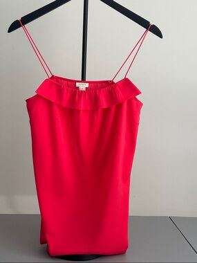 J. Crew Ruffle-Neck Spaghetti Strap Camisole in chili pepper